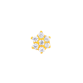 22K Yellow Gold Cubic Zirconia Medium Floral Nose Pin with Screwback with gold weight of 0.25g